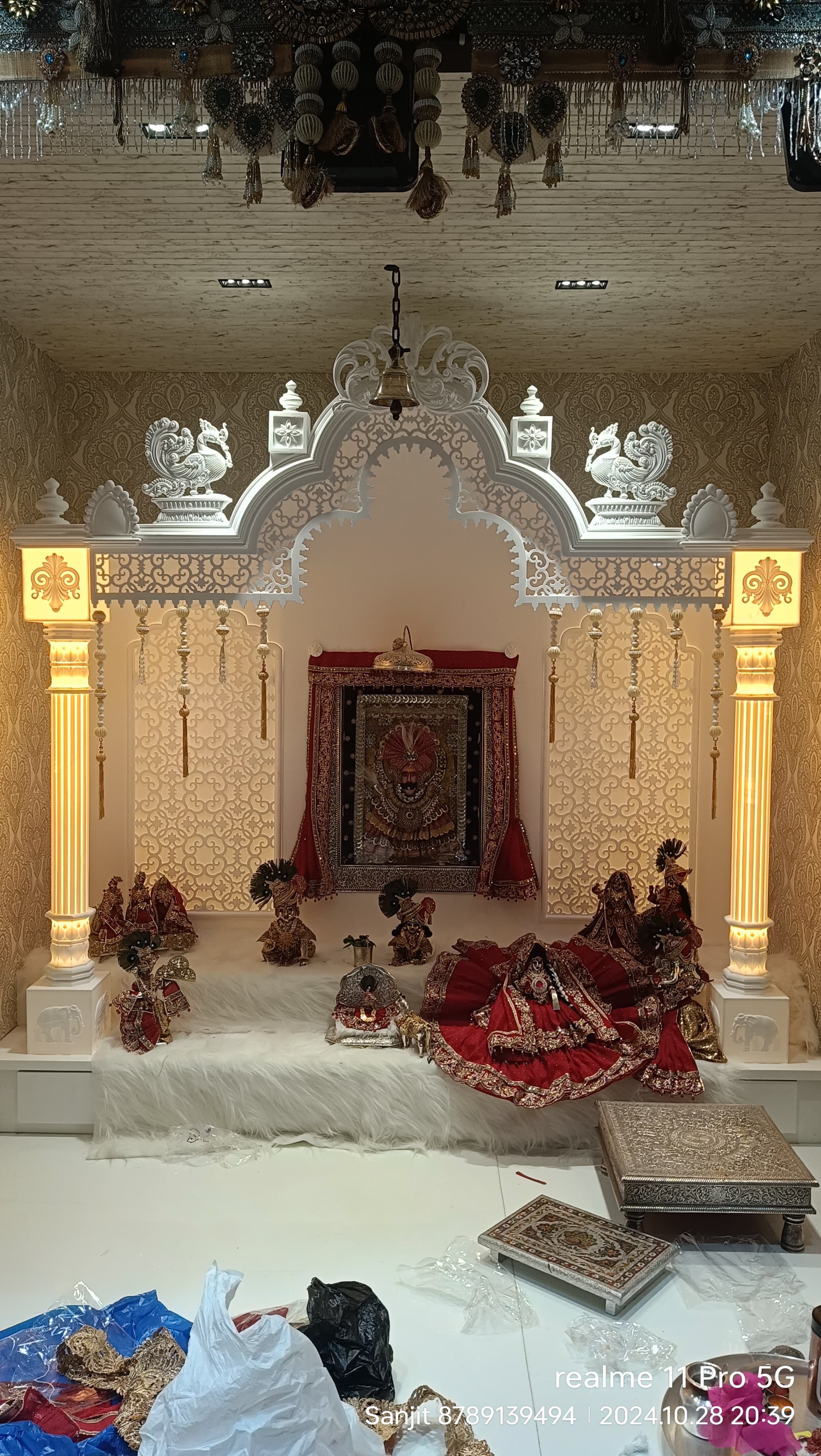 Large arch Corian Mandir with deity